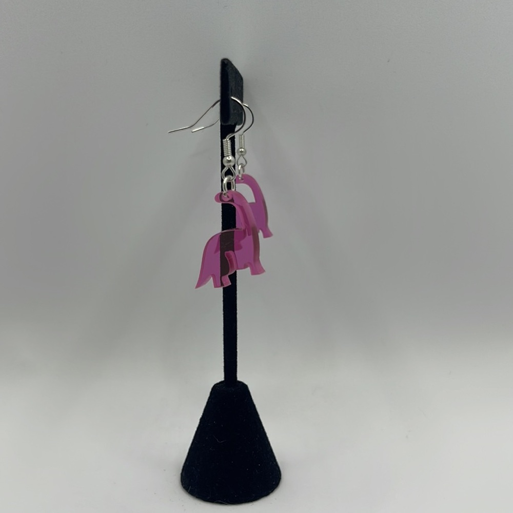 Super cute pink dinosaur fashion earrings NEW - Picture 8 of 8